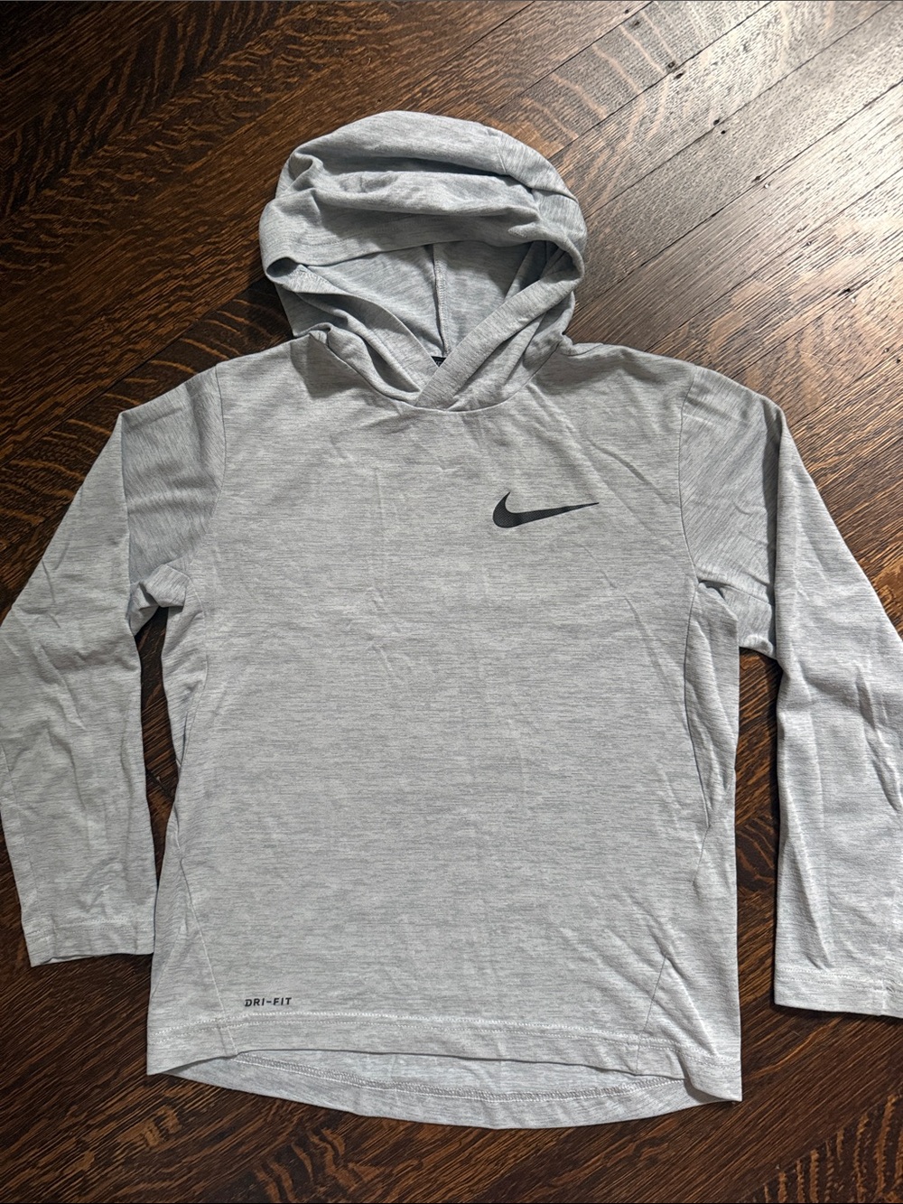 Nike Light Gray Dri-FIT Hooded Long-Sleeve Shirt